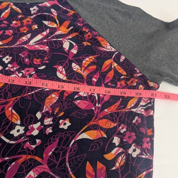 LuLaRoe Julia Bodycon Floral Patterned Shirt Dress with Gray Sleeves Size 2XL - Picture 5 of 7